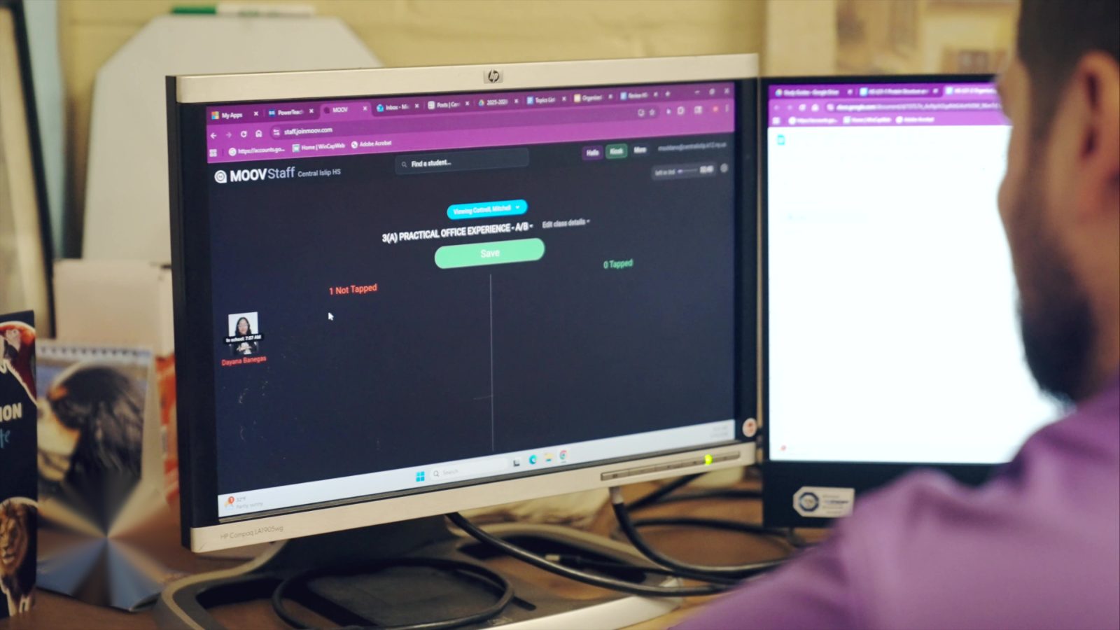 Timestamped movement timeline of student tap-ins across a building